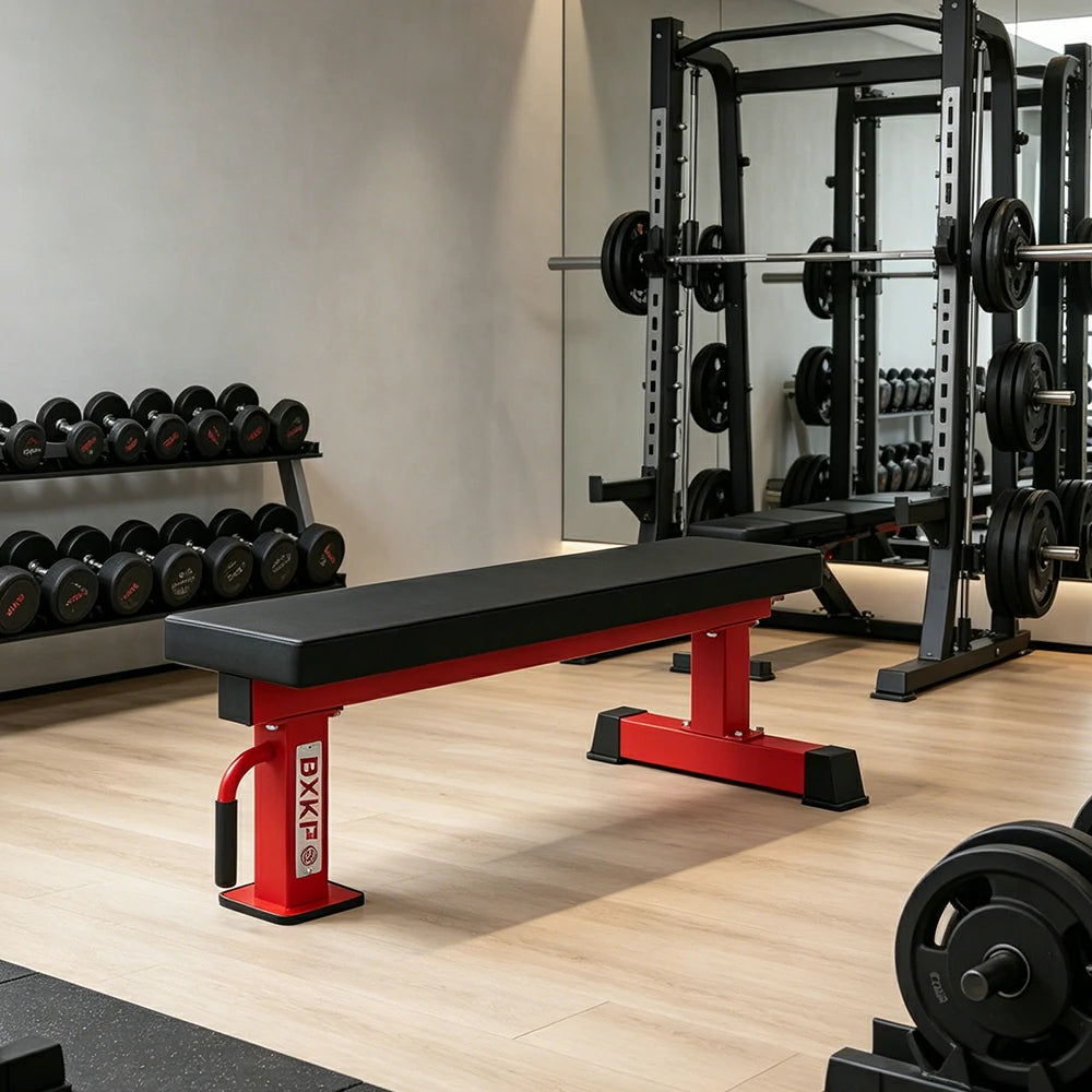 FITPRO Flat Weight Bench Heavy-Duty Steel 600KG Capacity Foldable Space-Saving Home Gym Bedroom Living Room - Red