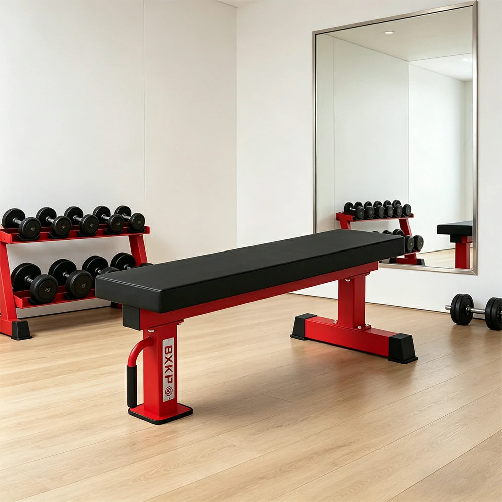 FITPRO Flat Weight Bench Heavy-Duty Steel 600KG Capacity Foldable Space-Saving Home Gym Bedroom Living Room - Red