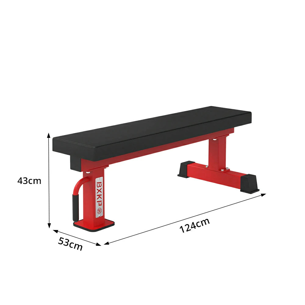 FITPRO Flat Weight Bench Heavy-Duty Steel 600KG Capacity Foldable Space-Saving Home Gym Bedroom Living Room - Red