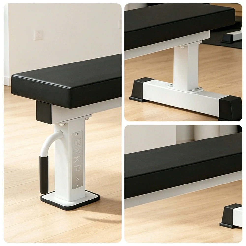 FITPRO Flat Weight Bench Heavy-Duty Steel 600KG Capacity Foldable Space-Saving Home Gym Bedroom Living Room - White