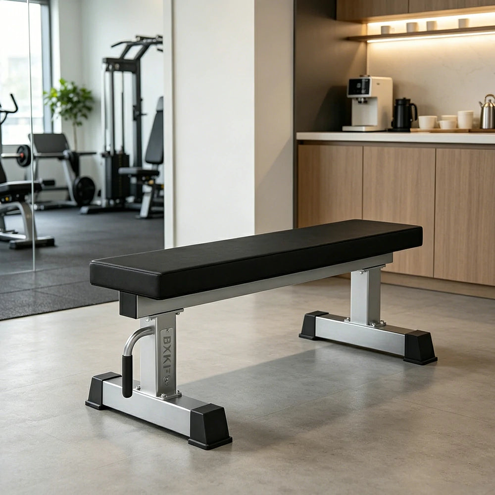 FITPRO Stainless Steel Flat Weight Bench Heavy-Duty Steel 600KG Capacity Foldable Space-Saving Home Gym Bedroom Living Room - Silver