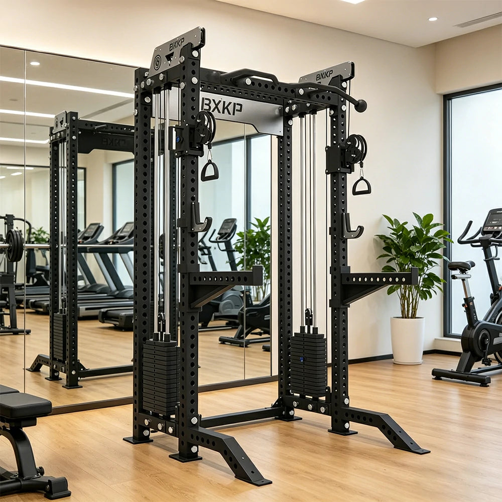 FITPRO Dual Cable Functional Power Rack 3MM Commercial Frame Aluminium Pulley Full Body Home Gym Garage - Black