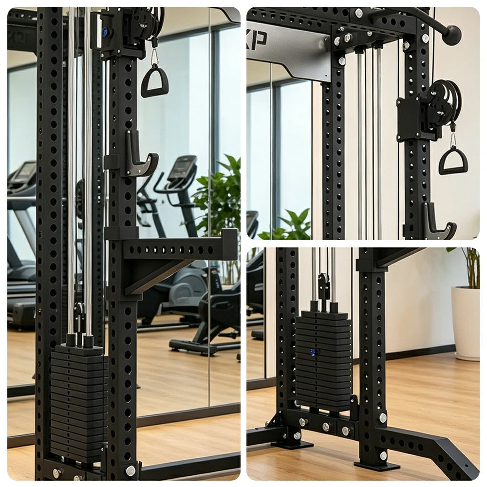 FITPRO Dual Cable Functional Power Rack 3MM Commercial Frame Aluminium Pulley Full Body Home Gym Garage - Black