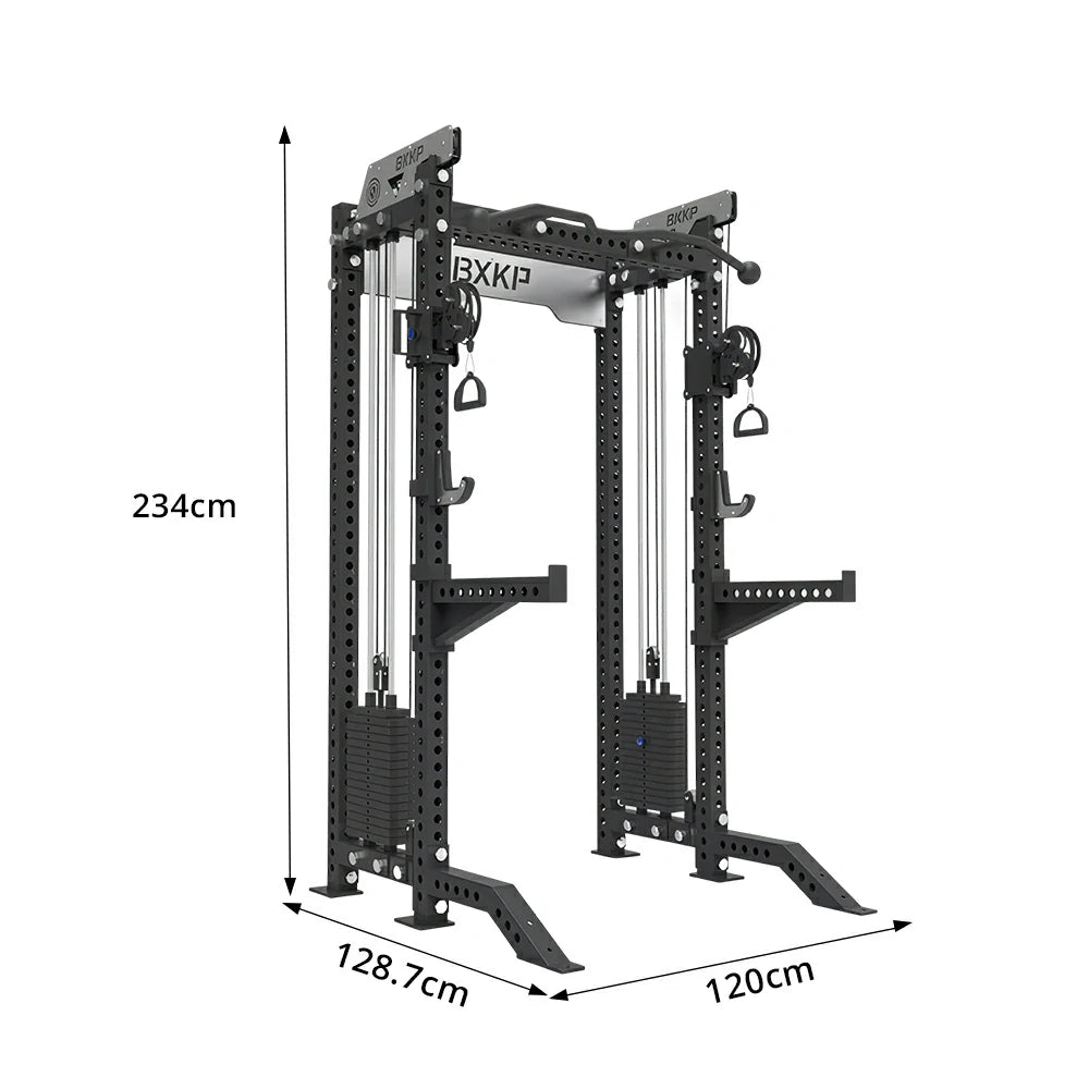 FITPRO Dual Cable Functional Power Rack 3MM Commercial Frame Aluminium Pulley Full Body Home Gym Garage - Black