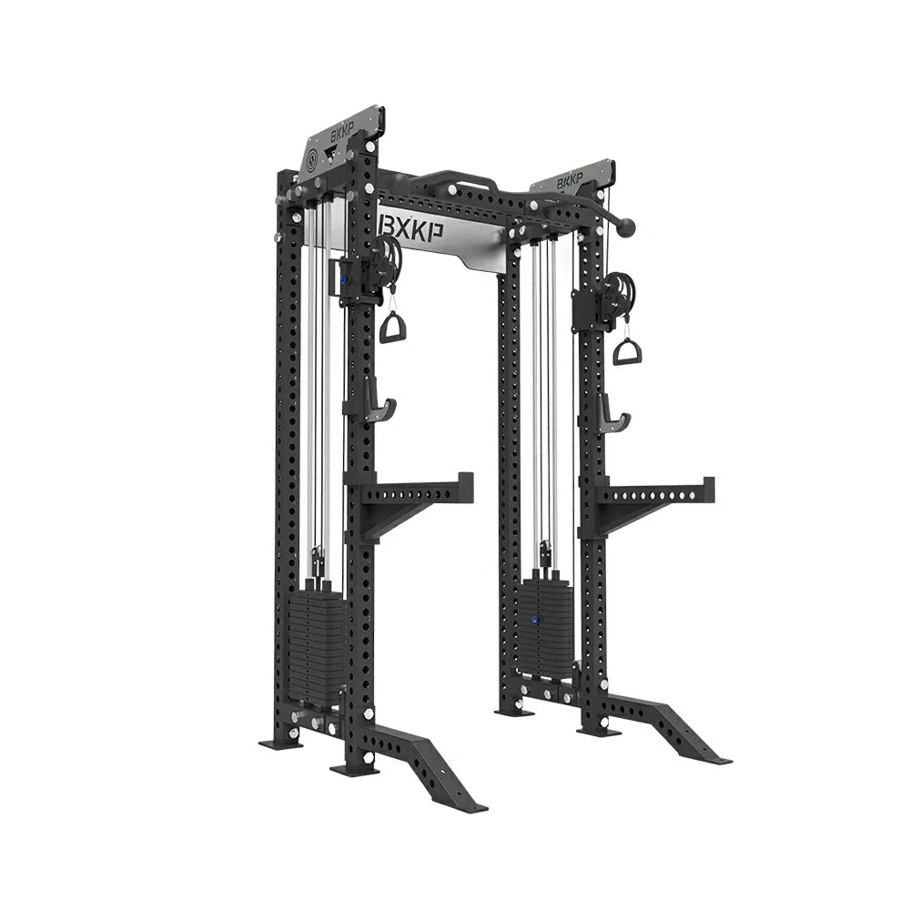 FITPRO Dual Cable Functional Power Rack 3MM Commercial Frame Aluminium Pulley Full Body Home Gym Garage - Black