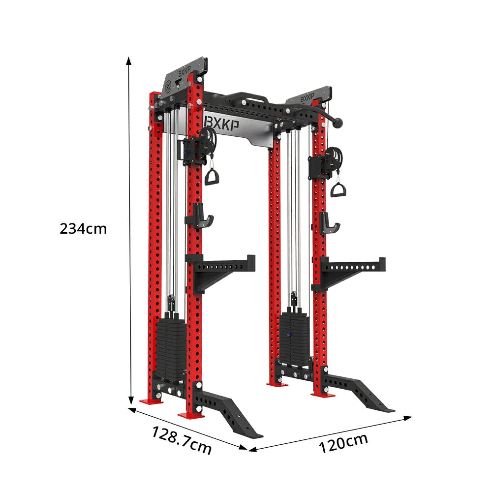 FITPRO Dual Cable Functional Power Rack 3MM Commercial Frame Aluminium Pulley Full Body Home Gym Garage - Red