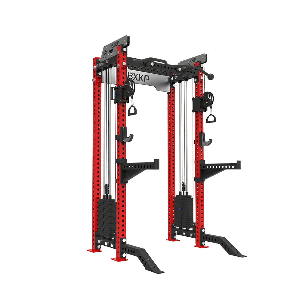 FITPRO Dual Cable Functional Power Rack 3MM Commercial Frame Aluminium Pulley Full Body Home Gym Garage - Red