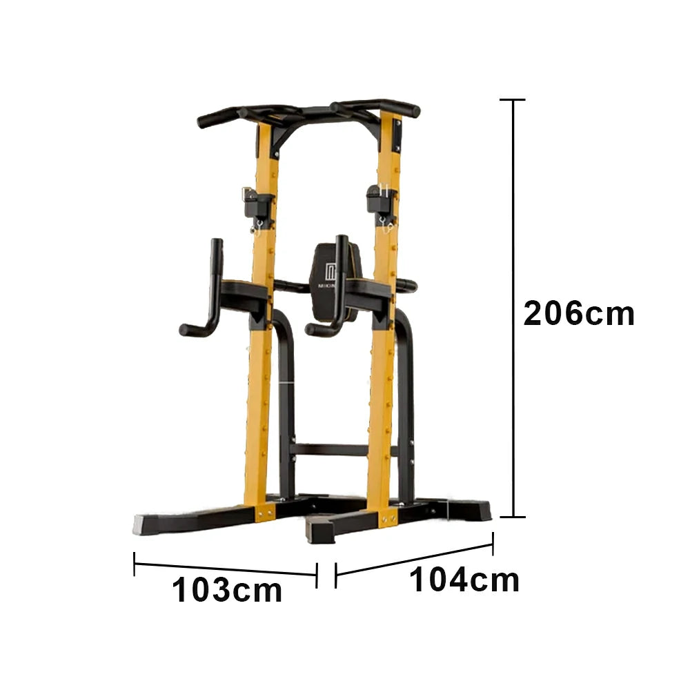 FITPRO Pull Up Station Multi-Function Training Heavy Duty Steel T-Base 206cm Home Gym Strength Equipment - Black&Yellow