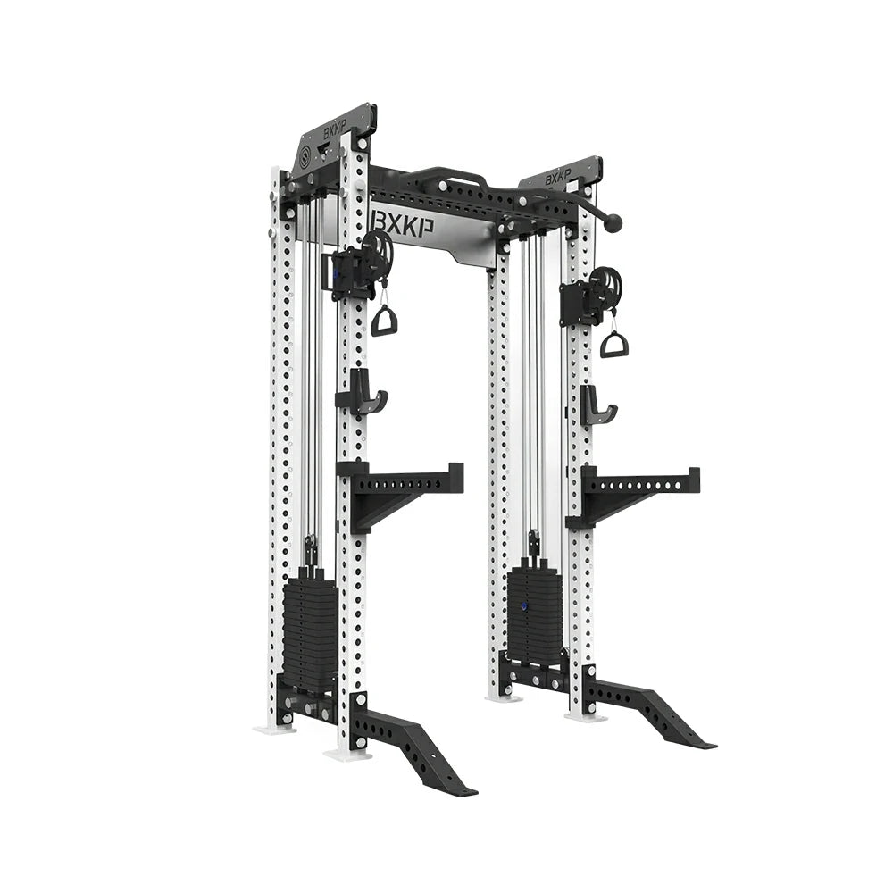 FITPRO Dual Cable Functional Power Rack 3MM Commercial Frame Aluminium Pulley Full Body Home Gym Garage - White