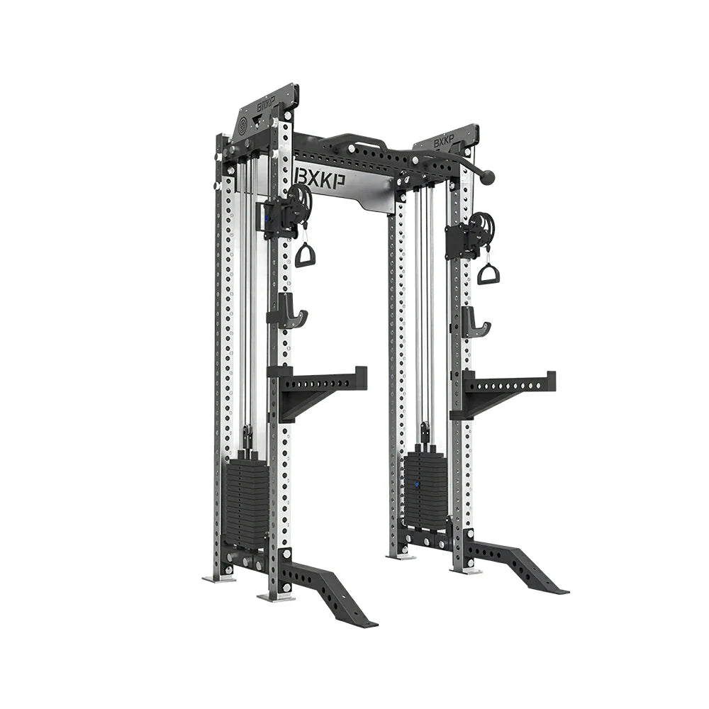 FITPRO Dual Cable Functional Power Rack Stainless Steel 3MM Commercial Frame Aluminium Pulley Full Body Home Gym Garage - Silver