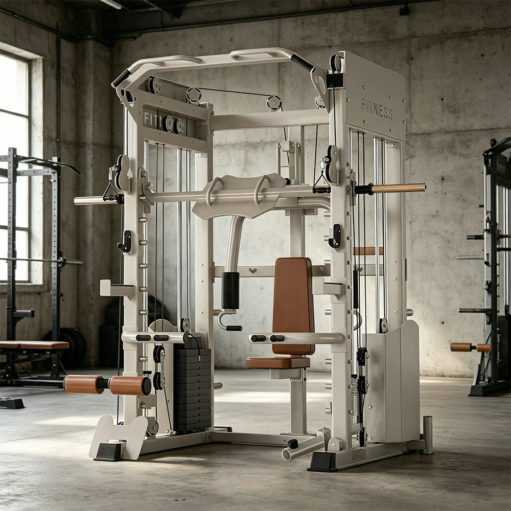 FITPRO All-in-One Smith Home Gym Dual 146KG Weight Stack Multi-Function Full Body Training Home Gym Garage - Beige