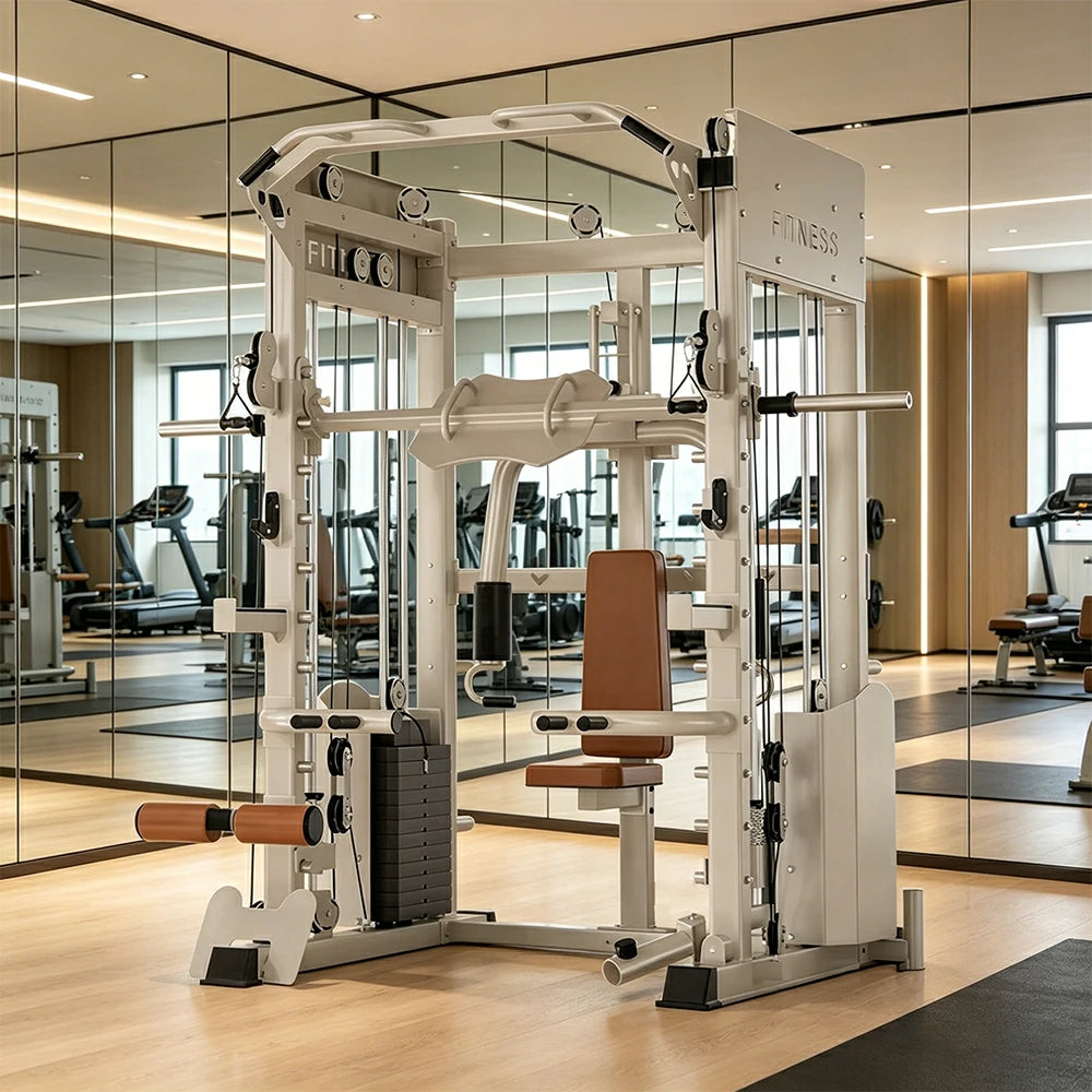 FITPRO All-in-One Smith Home Gym Dual 146KG Weight Stack Multi-Function Full Body Training Home Gym Garage - Beige