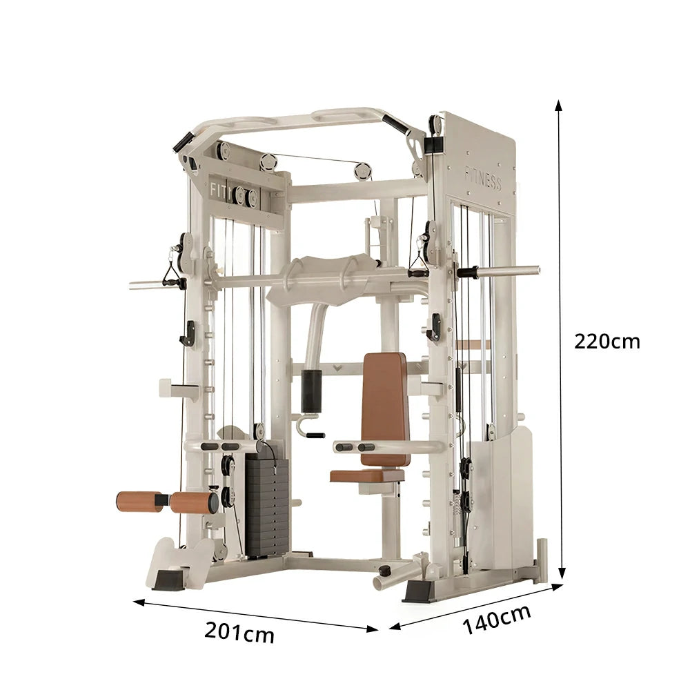 FITPRO All-in-One Smith Home Gym Dual 146KG Weight Stack Multi-Function Full Body Training Home Gym Garage - Beige