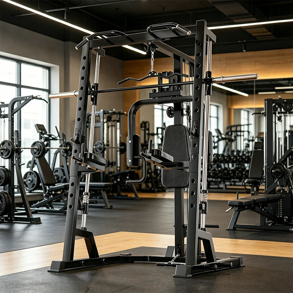 FITPRO Compact Smith Training Rack Heavy-Duty Steel Smooth Linear Motion Multi-Function Full Body Home Gym Bedroom Living Room