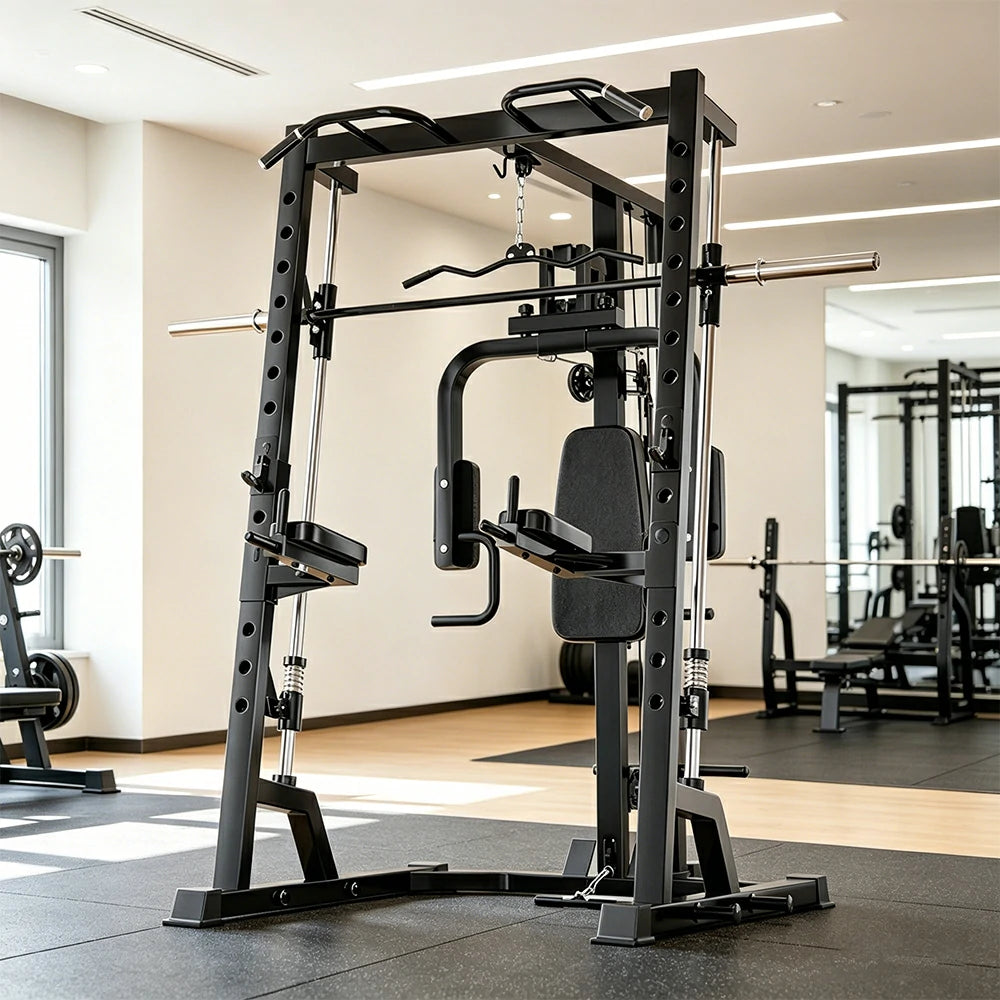 FITPRO Compact Smith Training Rack Heavy-Duty Steel Smooth Linear Motion Multi-Function Full Body Home Gym Bedroom Living Room