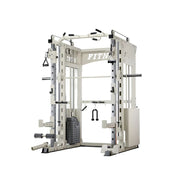 FITPRO Commercial-Grade Smith Home Gym Dual 126KG Weight Stack Multi-Function Full Body Training Home Gym Garage - White