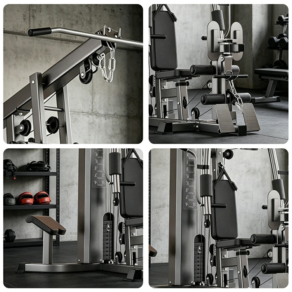FITPRO Compact All-in-One Home Gym Trainer 65KG Weight Stack Multi-Function Full Body Strength Training Home Gym Balcony - Black