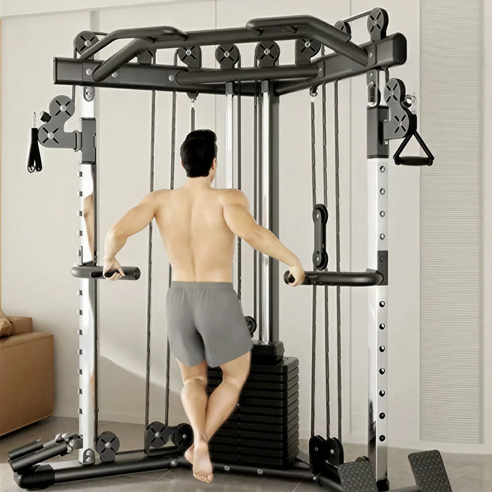 FITPRO Dual-Cable Home Gym Trainer 73KG Weight Stack Multi-Level Bar Heavy-Duty Steel Full Body Strength Home Gym Garage