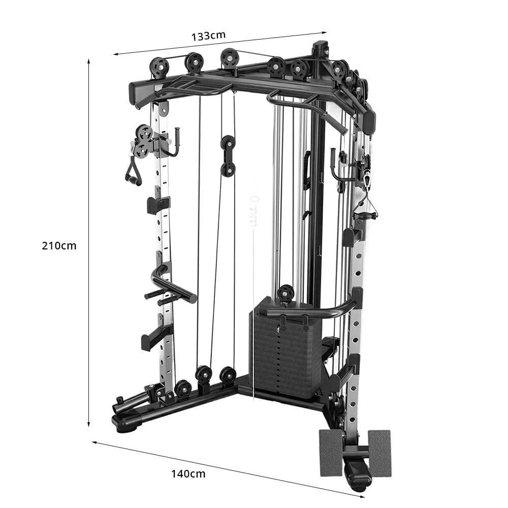 FITPRO Dual-Cable Home Gym Trainer 73KG Weight Stack Multi-Level Bar Heavy-Duty Steel Full Body Strength Home Gym Garage