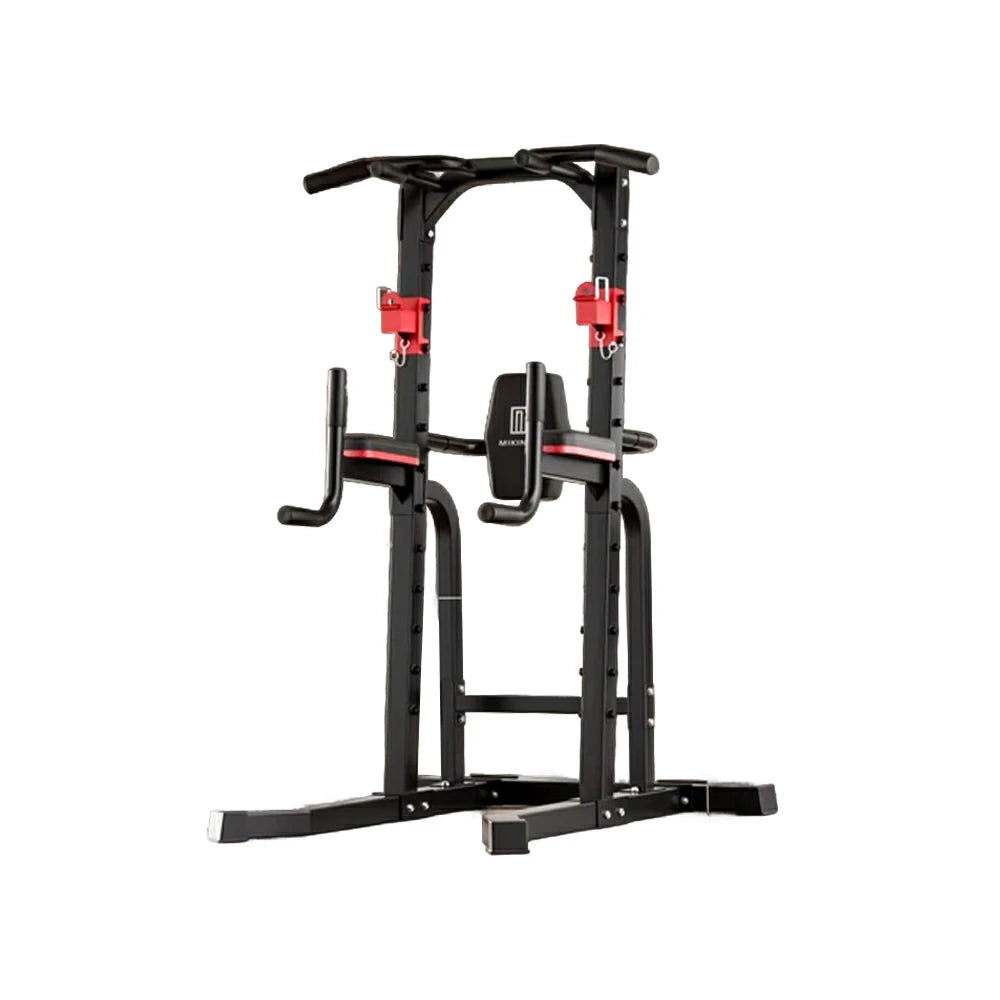 FITPRO Pull Up Station Multi-Function Training Heavy Duty Steel T-Base 206cm Home Gym Strength Equipment - Black&Red