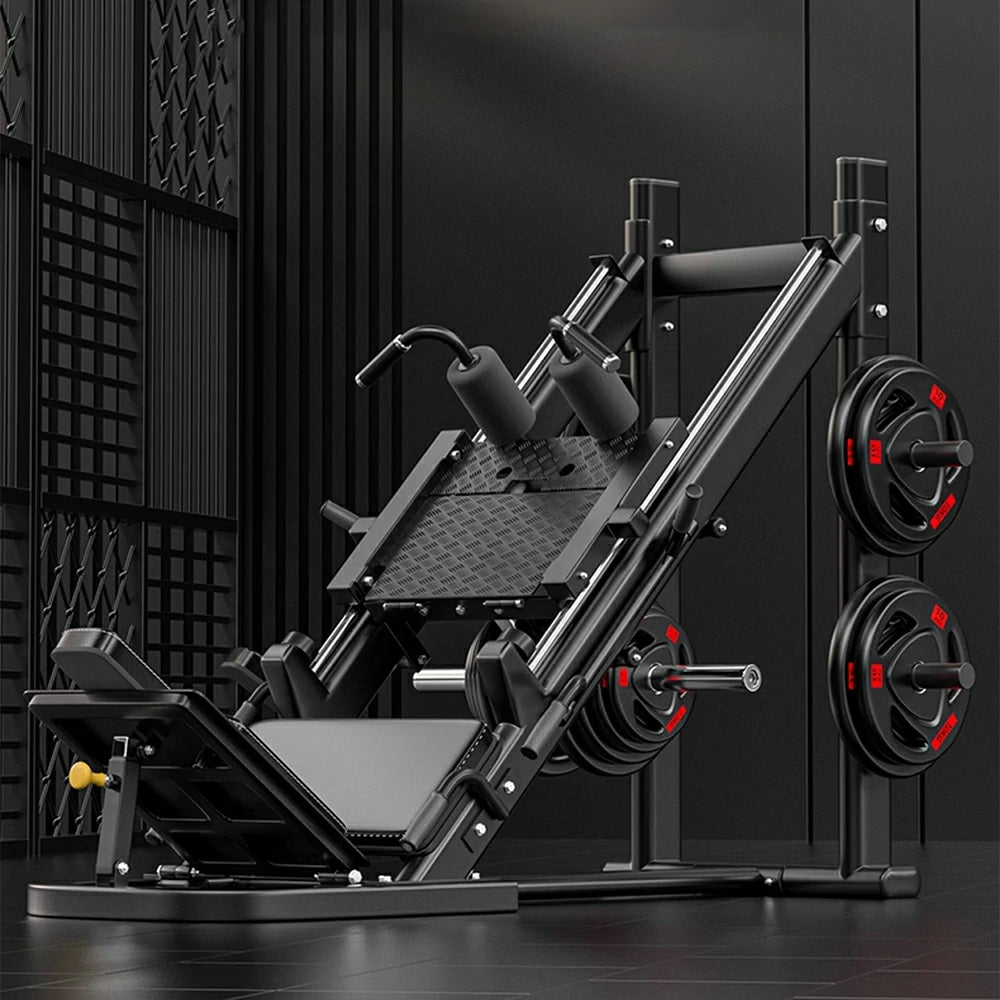 FITPRO Commercial Hack Leg Press Machine Dual Mode Heavy-Duty Steel Triangular Stability Full Body Leg Training Home Gym - Black