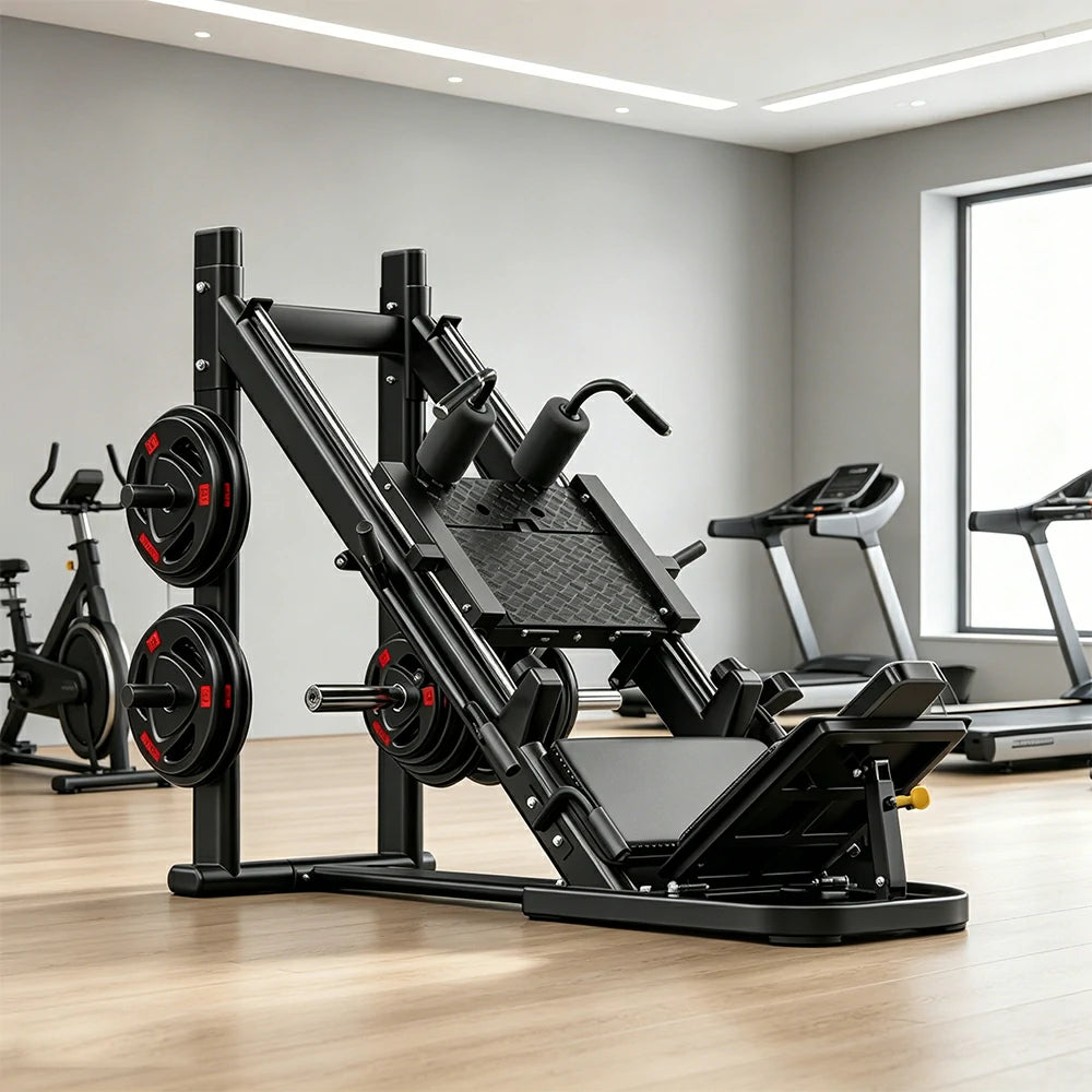 FITPRO Commercial Hack Leg Press Machine Dual Mode Heavy-Duty Steel Triangular Stability Full Body Leg Training Home Gym - Black