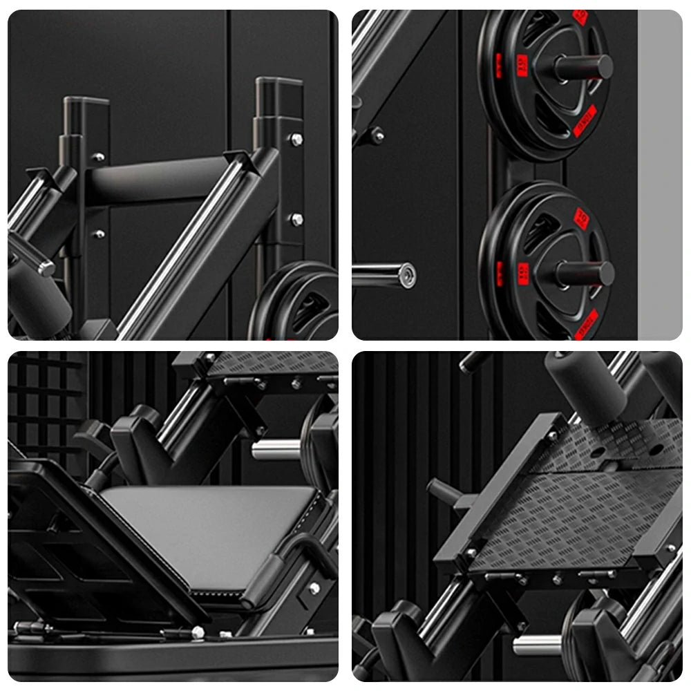 FITPRO Commercial Hack Leg Press Machine Dual Mode Heavy-Duty Steel Triangular Stability Full Body Leg Training Home Gym - Black