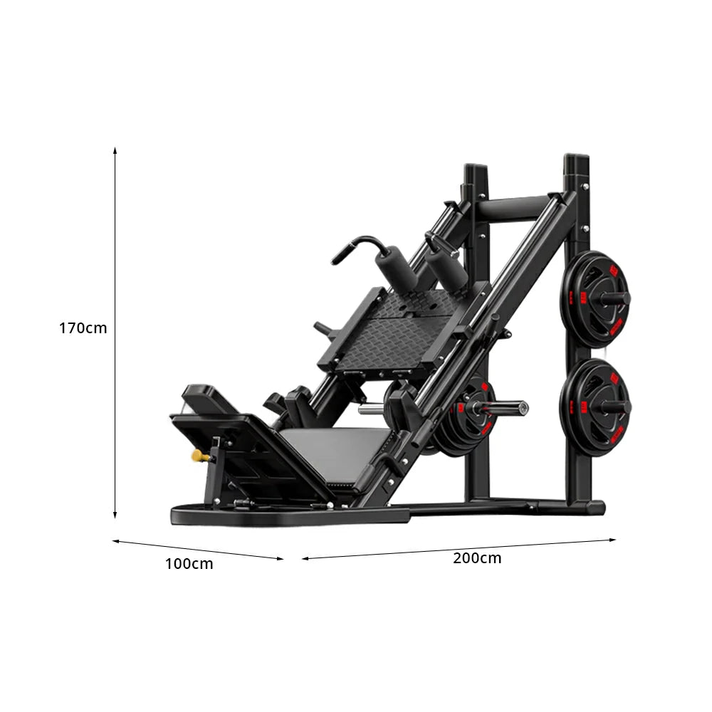 FITPRO Commercial Hack Leg Press Machine Dual Mode Heavy-Duty Steel Triangular Stability Full Body Leg Training Home Gym - Black
