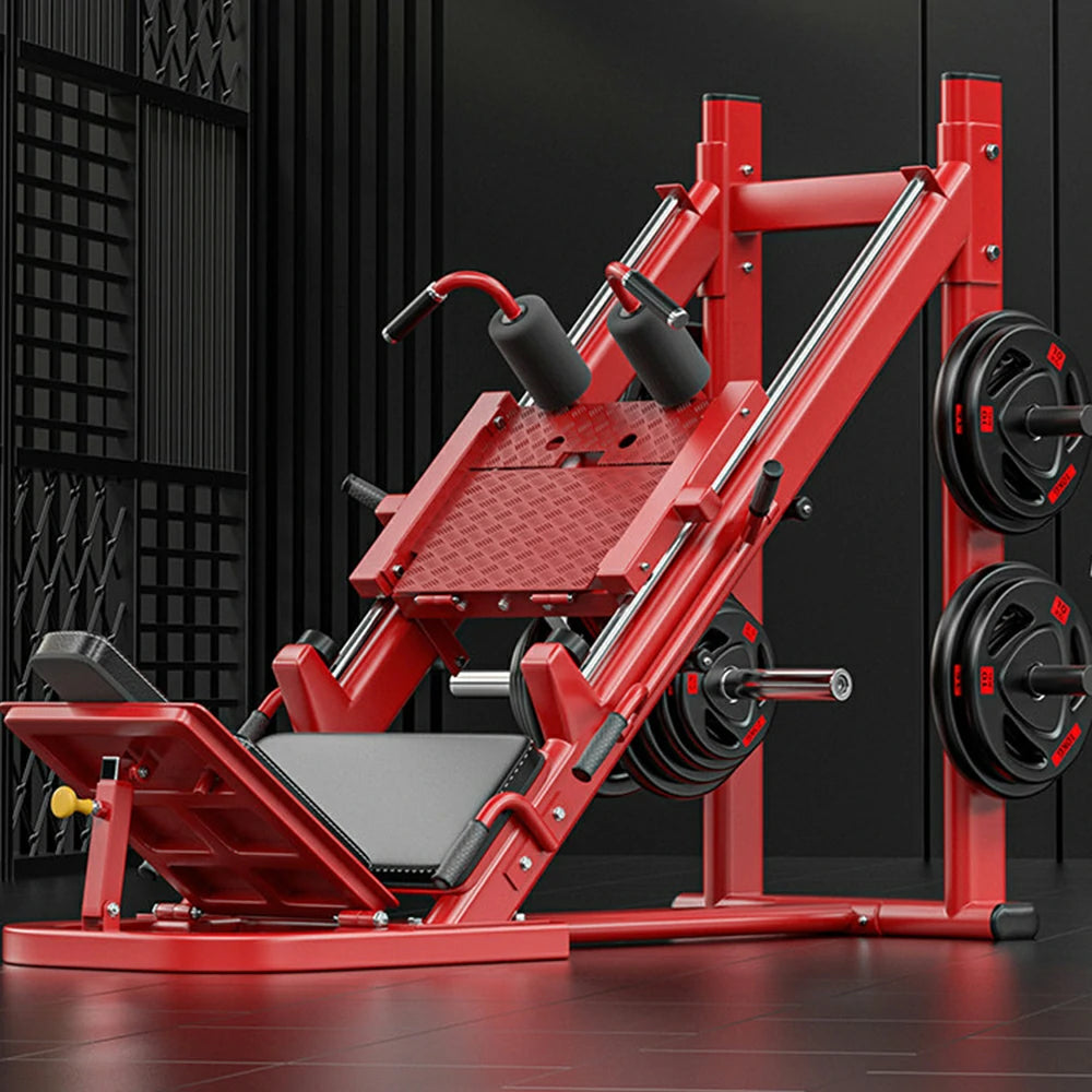FITPRO Commercial Hack Leg Press Machine Dual Mode Heavy-Duty Steel Triangular Stability Full Body Leg Training Home Gym - Red
