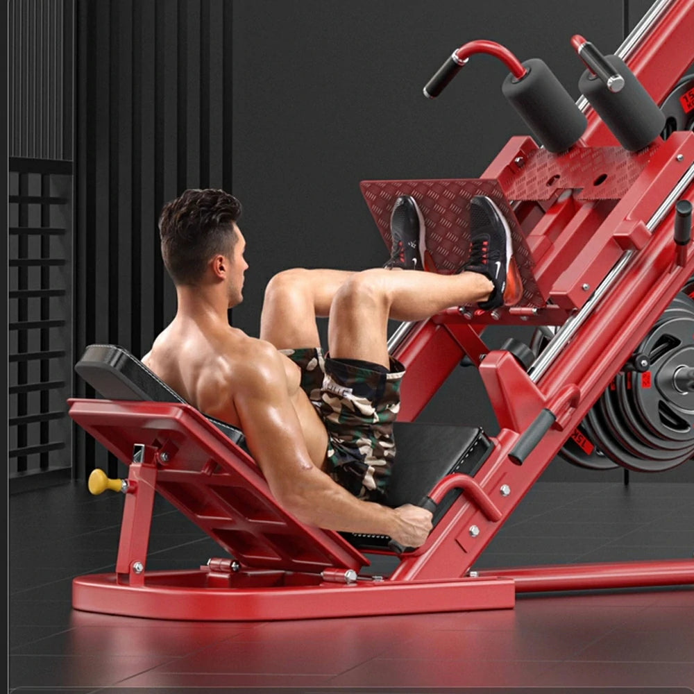 FITPRO Commercial Hack Leg Press Machine Dual Mode Heavy-Duty Steel Triangular Stability Full Body Leg Training Home Gym - Red