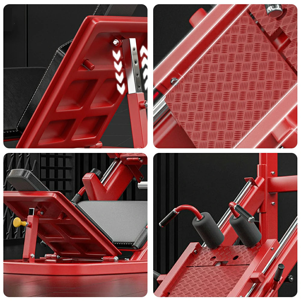 FITPRO Commercial Hack Leg Press Machine Dual Mode Heavy-Duty Steel Triangular Stability Full Body Leg Training Home Gym - Red