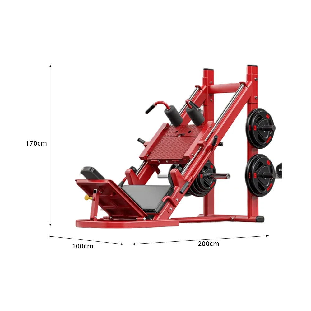 FITPRO Commercial Hack Leg Press Machine Dual Mode Heavy-Duty Steel Triangular Stability Full Body Leg Training Home Gym - Red