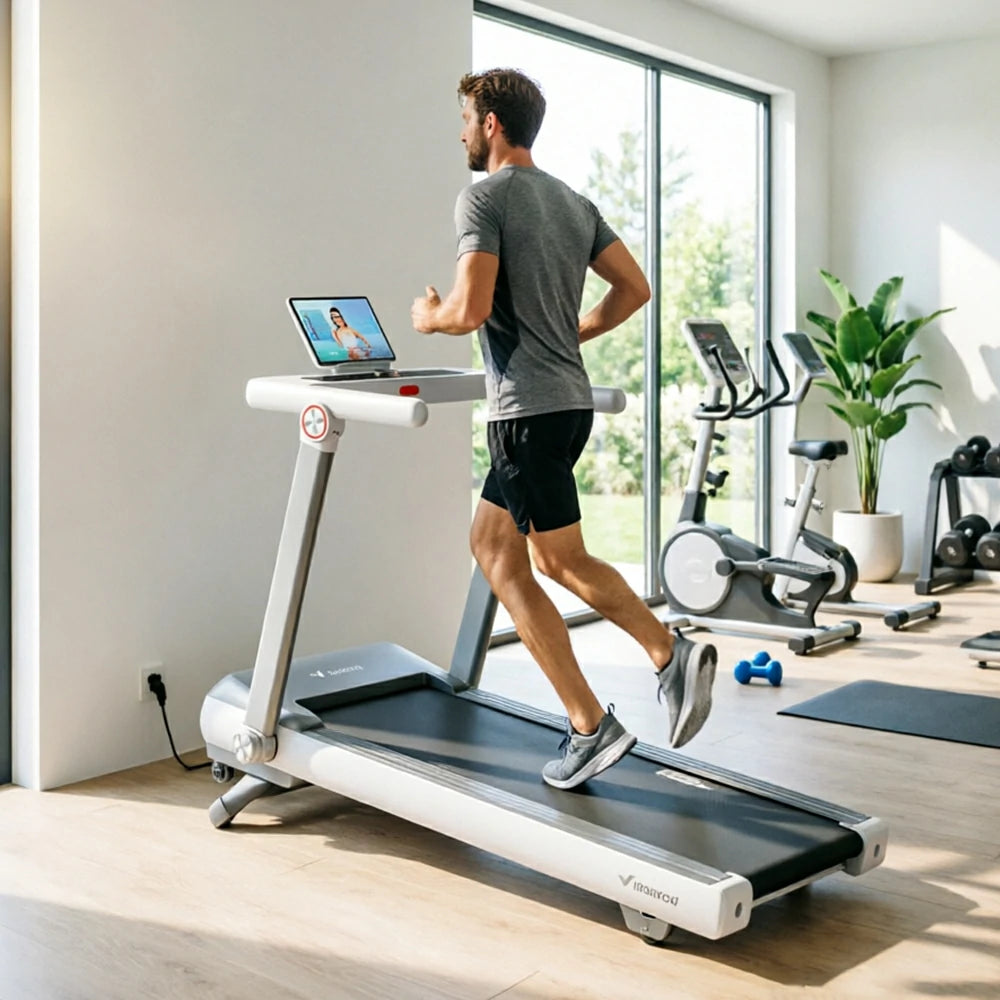 FITPRO 2nd Gen Electric Incline Treadmill - 12° Powered Slope, 3.5HP Quiet Motor, 48cm Wide Belt, 120kg Load - White