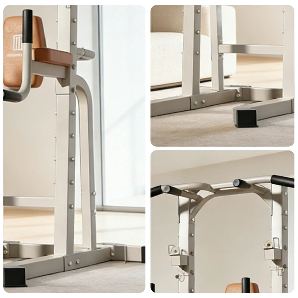 FITPRO Pull Up Station Multi-Function Training Heavy Duty Steel T-Base 206cm Home Gym Strength Equipment - White