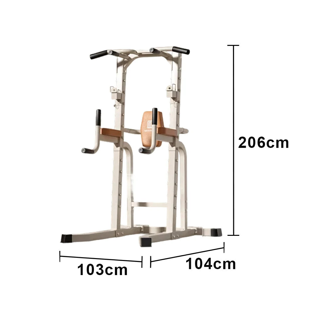 FITPRO Pull Up Station Multi-Function Training Heavy Duty Steel T-Base 206cm Home Gym Strength Equipment - White