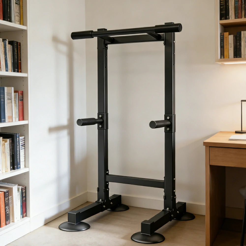 FITPRO Pull Up Bar Station Heavy Duty Steel Frame Wide Base Anti-Slip Design Multi-Function Strength Training Home Gym - Black