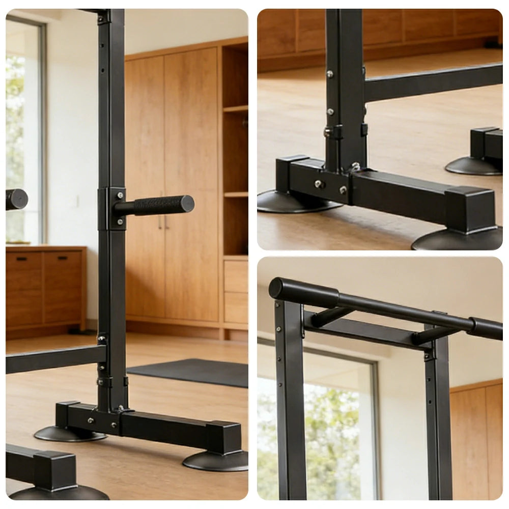FITPRO Pull Up Bar Station Heavy Duty Steel Frame Wide Base Anti-Slip Design Multi-Function Strength Training Home Gym - Black