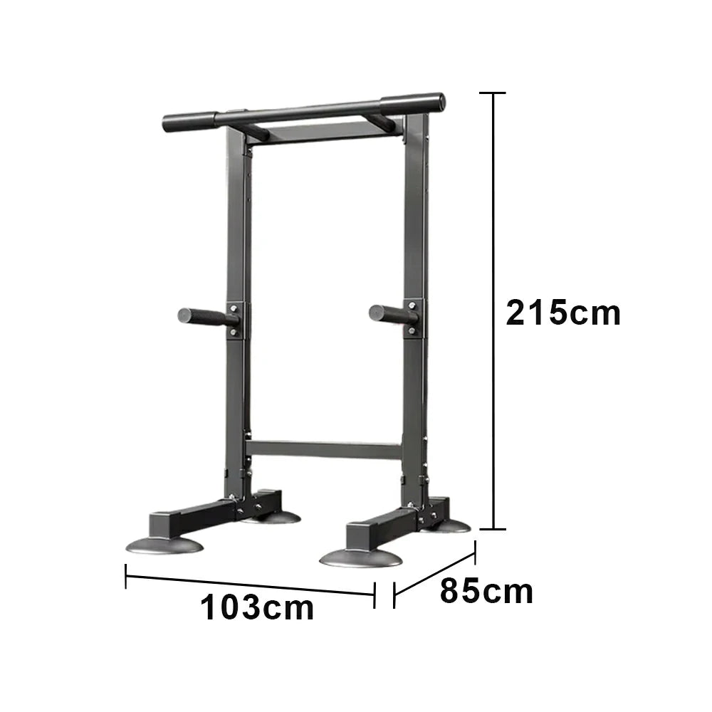 FITPRO Pull Up Bar Station Heavy Duty Steel Frame Wide Base Anti-Slip Design Multi-Function Strength Training Home Gym - Black