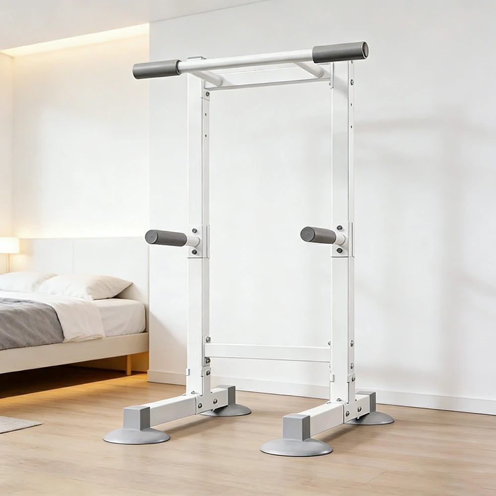 FITPRO Pull Up Bar Station Heavy Duty Steel Frame Wide Base Anti-Slip Design Multi-Function Strength Training Home Gym - White