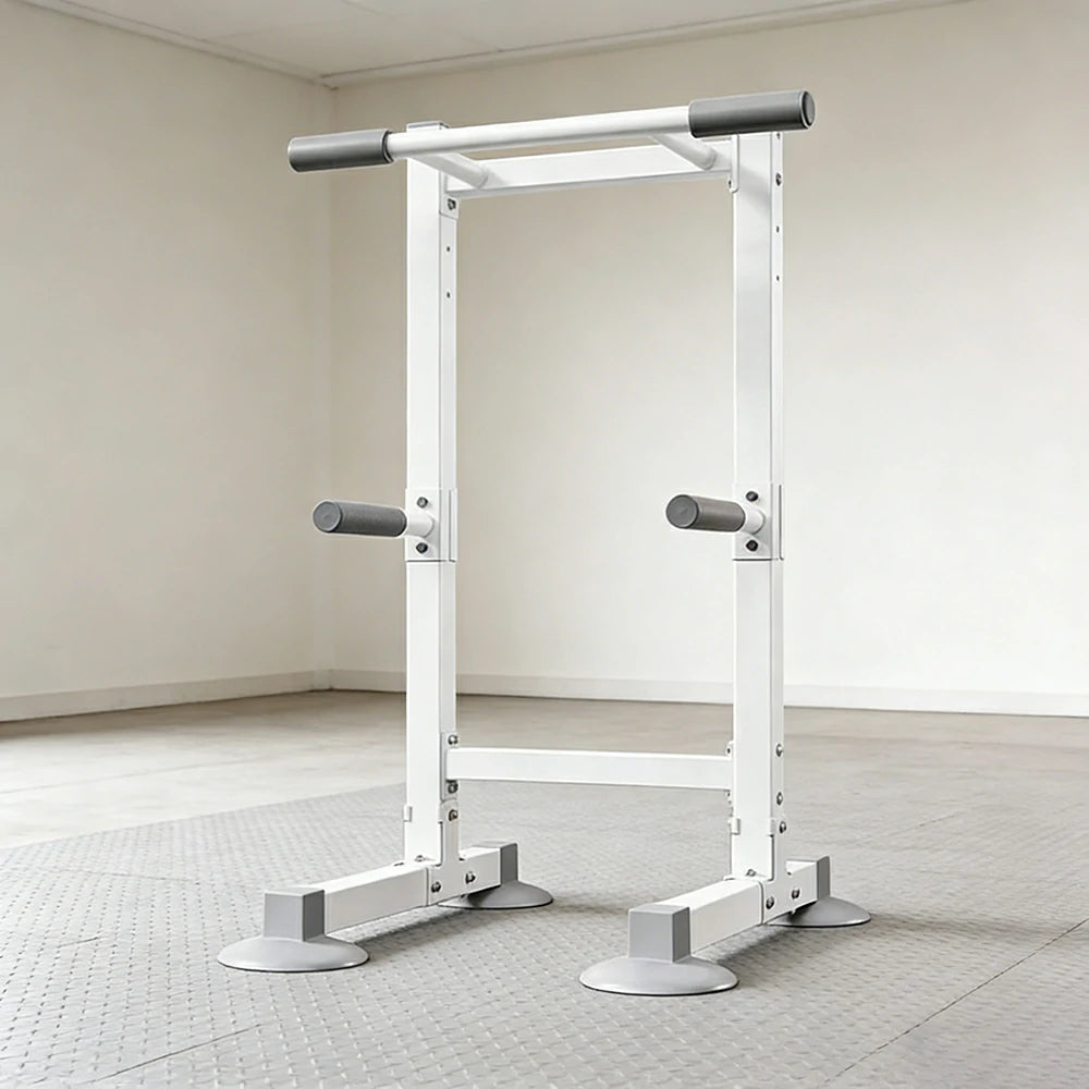 FITPRO Pull Up Bar Station Heavy Duty Steel Frame Wide Base Anti-Slip Design Multi-Function Strength Training Home Gym - White