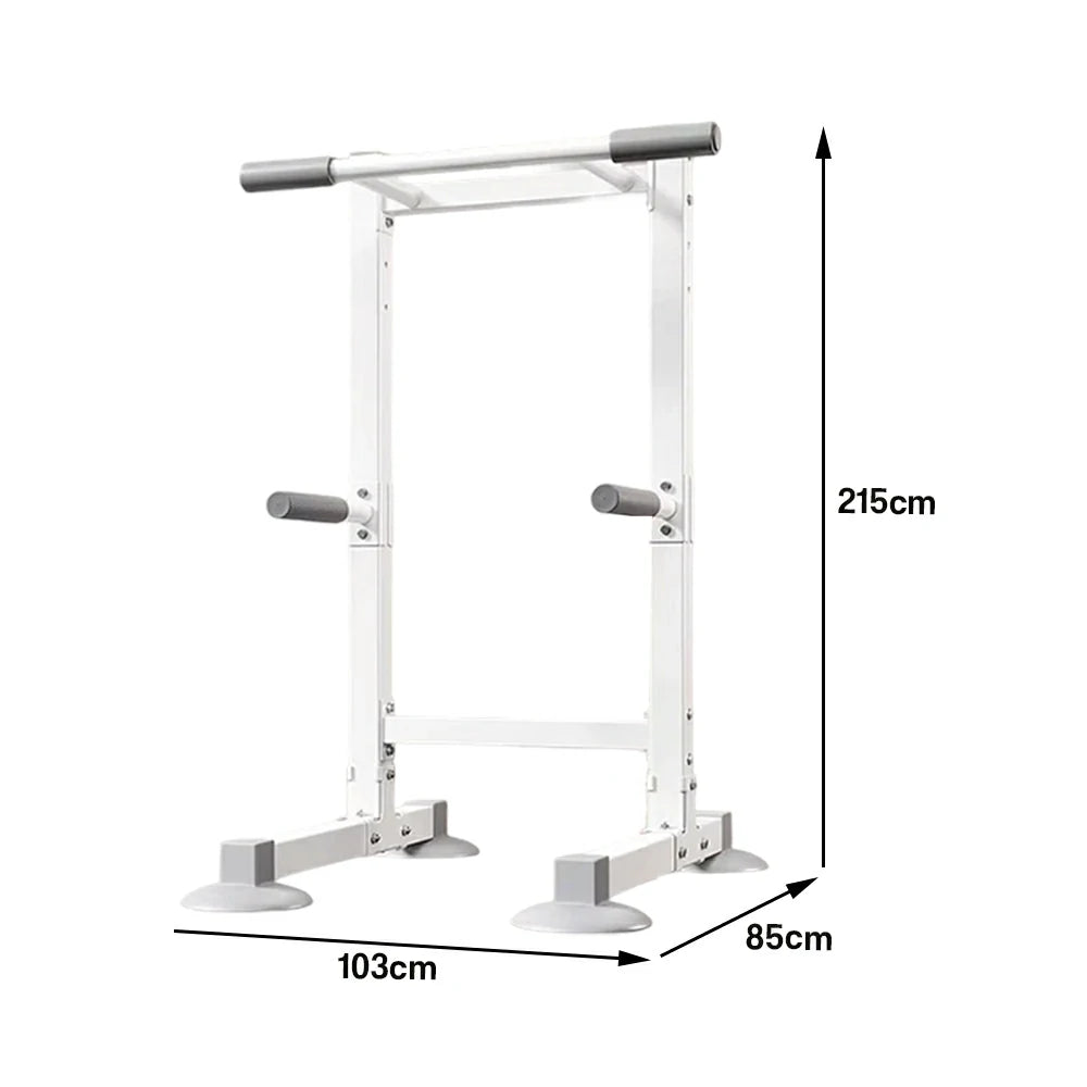 FITPRO Pull Up Bar Station Heavy Duty Steel Frame Wide Base Anti-Slip Design Multi-Function Strength Training Home Gym - White