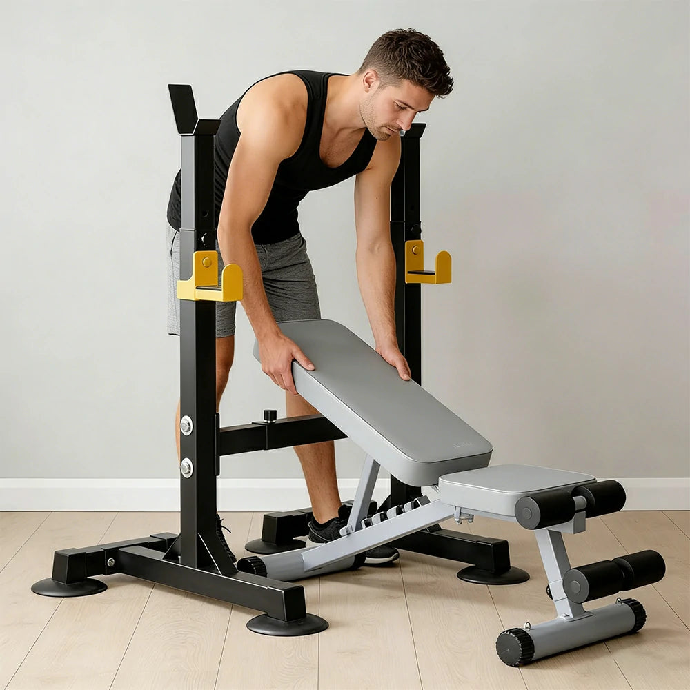 FITPRO Adjustable Squat Rack Barbell Stand 550kg Capacity Compact Home Gym Strength Training for Small Spaces