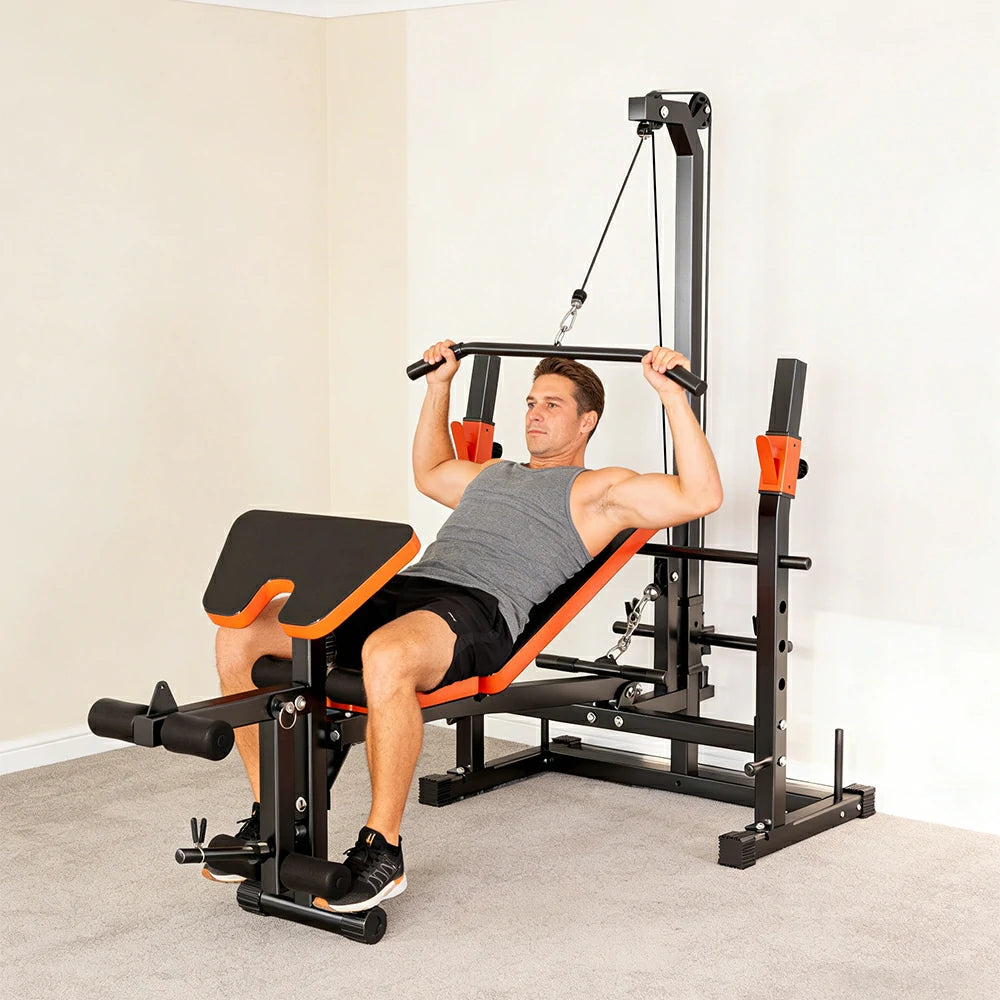 FITPRO Multi Function Power Rack System Lat Pulldown Rowing Chest Fly Full Body Home Gym Training 300kg Capacity