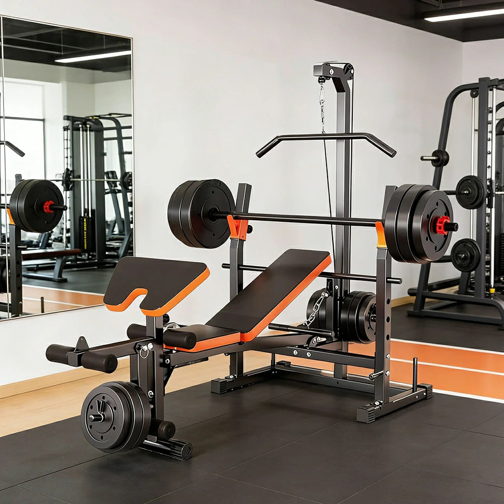 FITPRO Multi Function Power Rack System with 60kg Barbell Set Lat Pulldown Full Body Training Home Gym 300kg Capacity