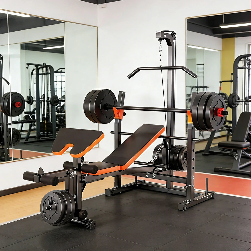 FITPRO Multi Function Power Rack System with 60kg Barbell Set Lat Pulldown Full Body Training Home Gym 300kg Capacity