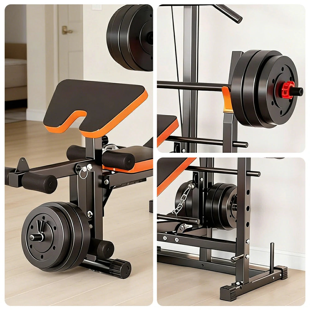 FITPRO Multi Function Power Rack System with 60kg Barbell Set Lat Pulldown Full Body Training Home Gym 300kg Capacity