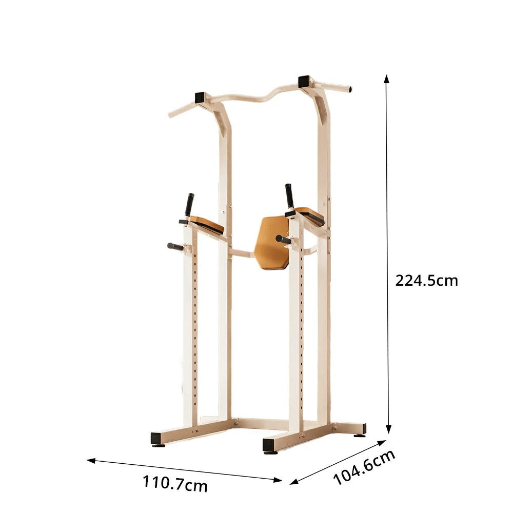 FITPRO Power Tower Pull Up Dip Station Adjustable Multi Function Home Gym Compact Strength Training - White