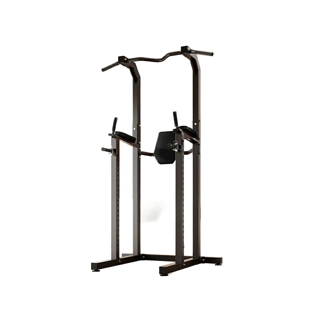 FITPRO Power Tower Pull Up Dip Station Adjustable Multi Function Home Gym Compact Strength Training - Black