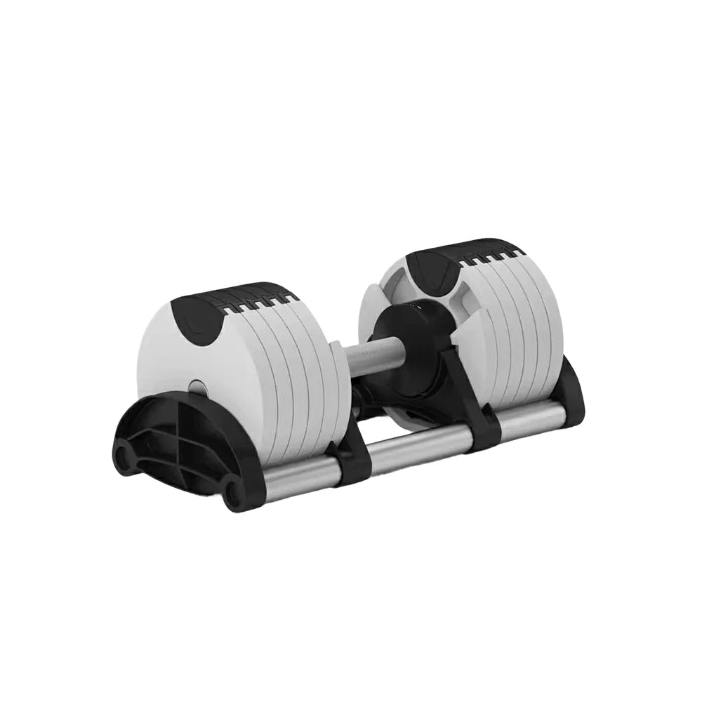 FITPRO Adjustable Dumbbell Set Quick Change Multi Weight Home Gym Compact Strength Training - White