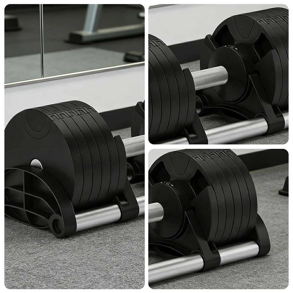FITPRO Adjustable Dumbbell Set Quick Change Multi Weight Home Gym Compact Strength Training - Black